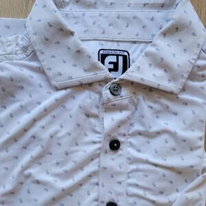 FootJoy Mens Athletic Fit Golf Polo Shirt White Paisley Large